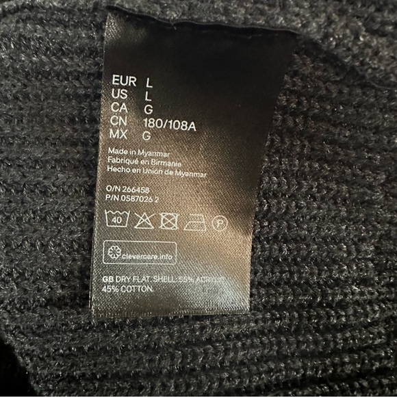 H&M Cotton Blend Textured Knit Crew Neck Sweater Size Large Charcoal Grey - Picture 6 of 7